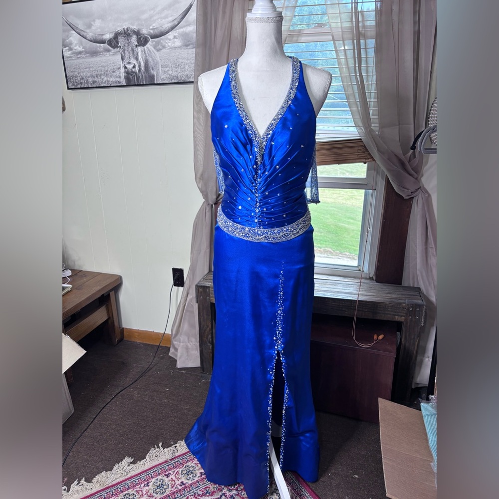 Kiss Royal Blue Prom Dress with Silver Accents